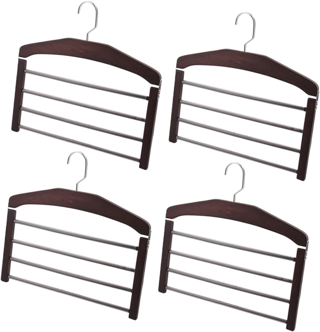 4pcs Wooden Clothes Rack Pant Hangers Clips Strong Non-Slip Pants Hangers Organizer