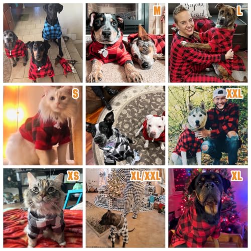 KOOLTAIL Plaid Dog Hoodie Pet Clothes Sweater with Hat and Pocket for Small Medium Large Size Dogs, Soft Winter Warm Dog Cold Weather Coat, Fleece Fall Dog Hooded Sweatshirt for Puppy Cats, Red S