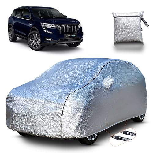 Image of Continental [SilverGuard] Dual Belts Extra Protection XUV 700 Car Cover (2021-2025) Build with Triple Stitched,Waterproof & Dustproof Car Cover for XUV 700 (Metallic Silver).