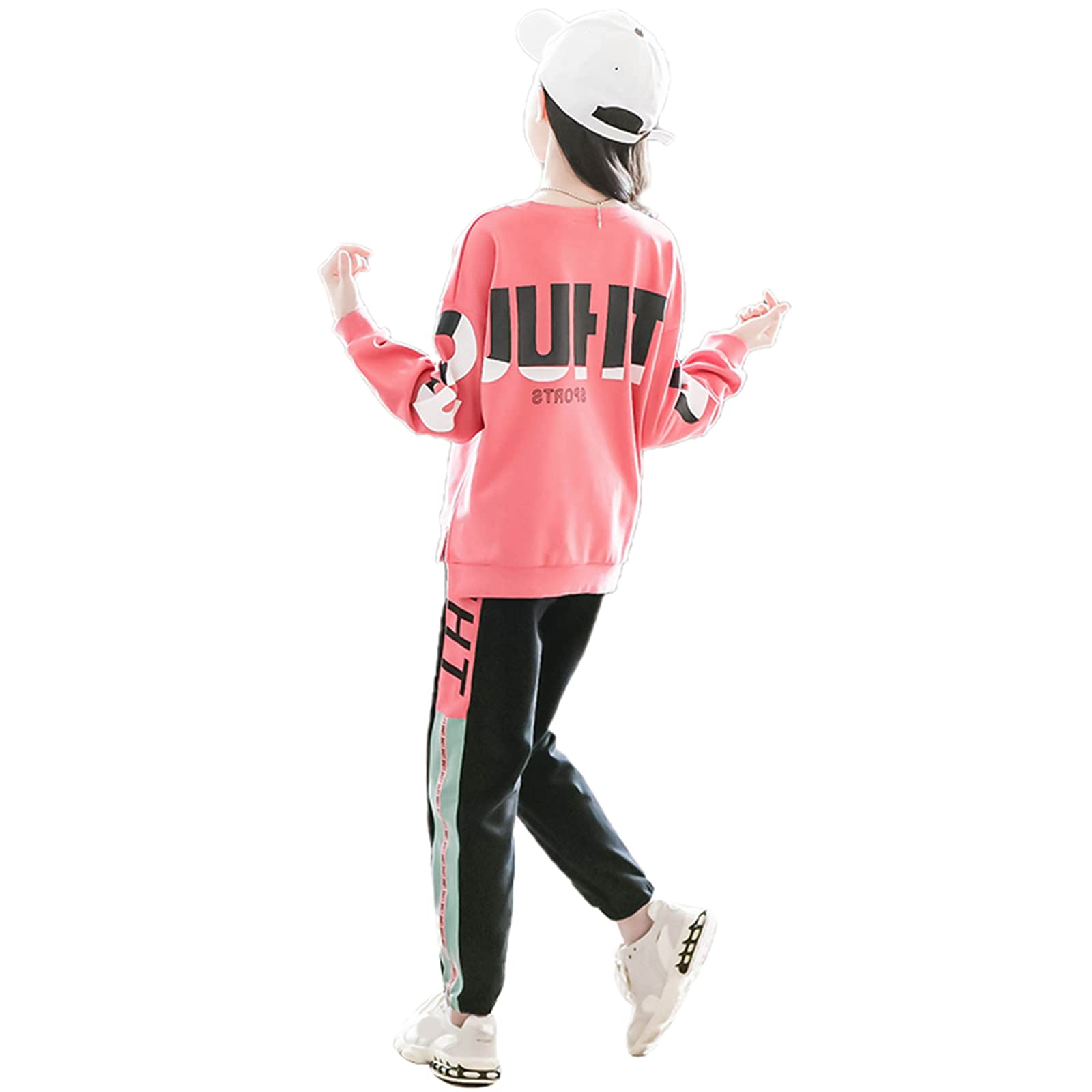 amropi Niña Jogging Chándales Rayas Sudadera y Pantalones 2 Piezas Conjunto de Ropa para 3-14 años