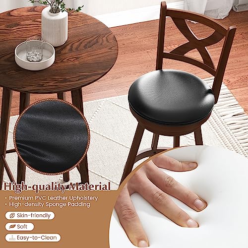 Conjunto de 2 butacos de bar clásicos COSTWAY, altura 30 pulgadas, respaldo abierto en forma de X, giratorios, para isla de cocina, pub, bistró, café o espresso miniatura 5