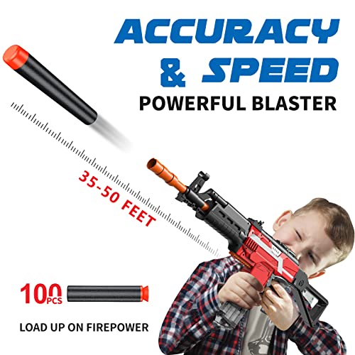 Snowcinda Automatic Machine Gun Toy Gun, Automatic Toy Foam Blasters & Guns With 3 Burst Modes, Diy Customized Toy Guns For Boys, Includes 100 Foam Darts, Gifts For Kids & Teens #TOP2