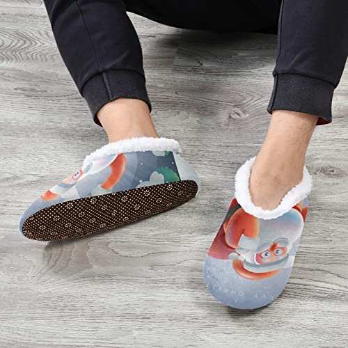 Cute Christmas Santa Claus House Slippers Warm Fuzzy Slipper Socks With Grippers Mens Womens Soft Comfy Lined #TOP6