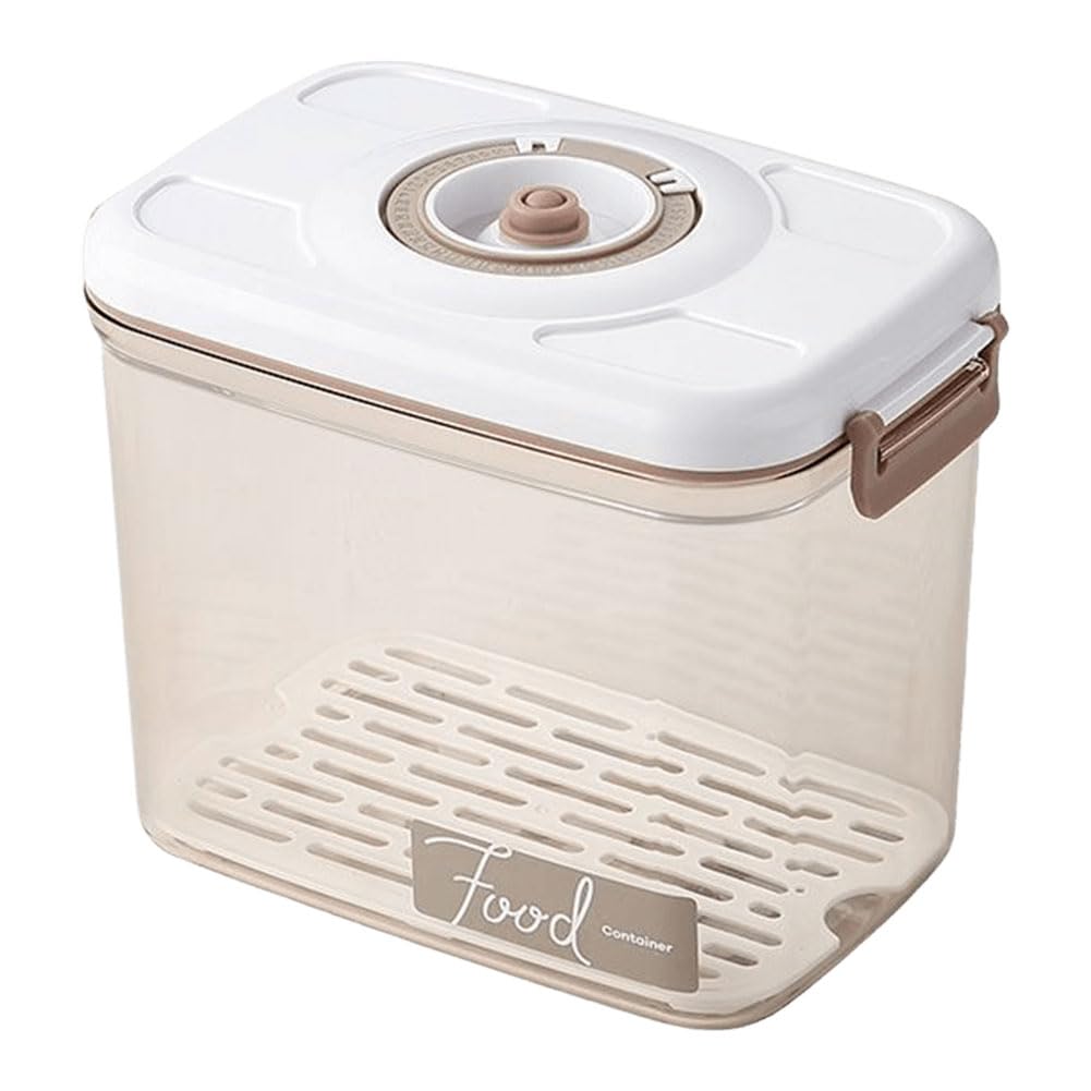 KOBONA Vacuum Food Storage Container with Vacuum Pump Container with Removable Drain Plate Refrigerator Food Preservation Box Airtight for Fruit Vegetables Bread Snacks