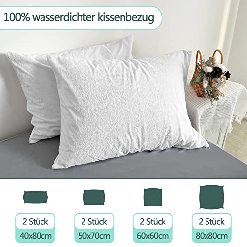 Housse de coussin imperméable 50x70 en coton blanc par 2 - 7