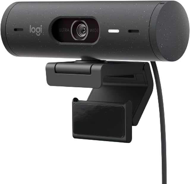 Logitech Brio 500 Full HD Webcam with Auto Light Correction, show Mode, Dual Noise Reduction Mics, Webcam Privacy Cover, Works with Microsoft Teams, Google Meet, Zoom, USB-C Cable - Graphite