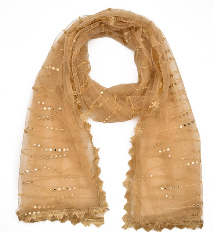 Girl's Embellished Net Dupatta, Baby pink