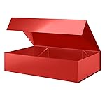 PACKHOME Extra Large Gift Box 17.5x11.3x4.3 Inches, Sturdy Shirt Box with Magnetic Lid for Clothes and Large Gifts (Glossy Red)