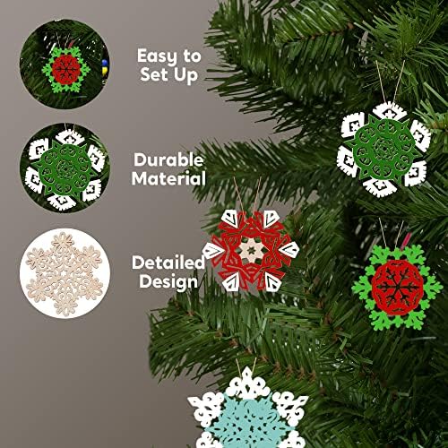 Joiedomi 36 Pcs Christmas Ynfinished Wooden Ornaments Hanging Snowflakes Ornaments Blank Wood Slice for Indoor/Outdoor Xmas, Party Decoration, Tree Ornaments, Events