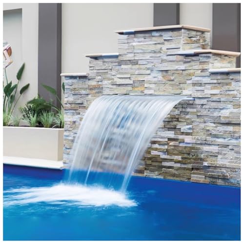 GZHERVICES Aliviadero de Cascada Rectangular de Acero Inoxidable 304, Fuente de Piscina Exterior para jardín, Estanque koi, Patio, Piscina, SPA, Fuente de Agua en Cascada de Pared.(40cm)