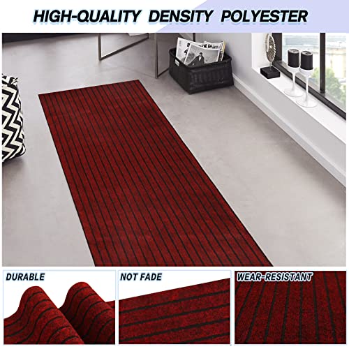 Custom Size Backed Non-Slip Area Rugs Runner, Easy Clean, Waterproof Runner Rugs For Hallway Entryway, Kitchen, Laundry, 2Ft X 6Ft, Red Stripe #TOP1