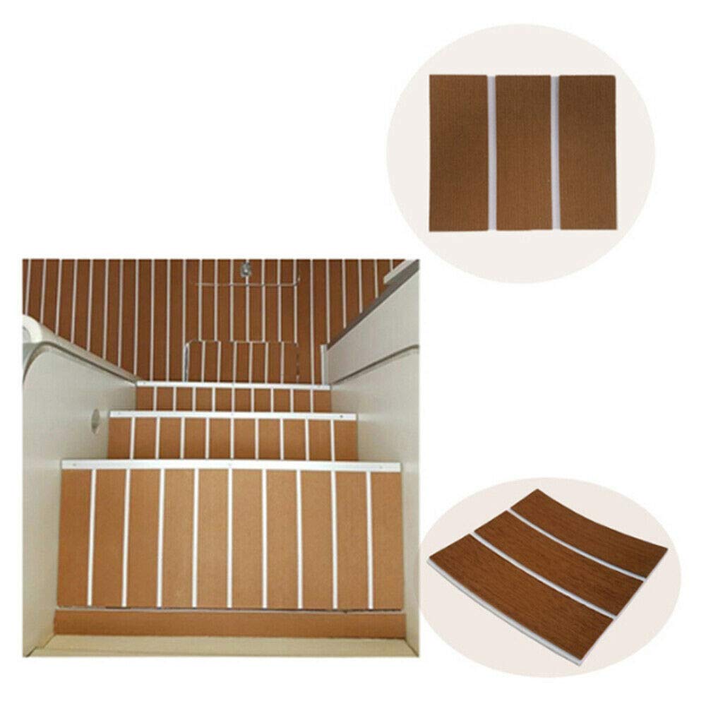 Pavimentazione Antiscivolo Pavimentazione in Schiuma Eva Tappetino in Teak Tappeto Autoadesivo per Barca Yacht 6mm Marrone con Linee Bianche