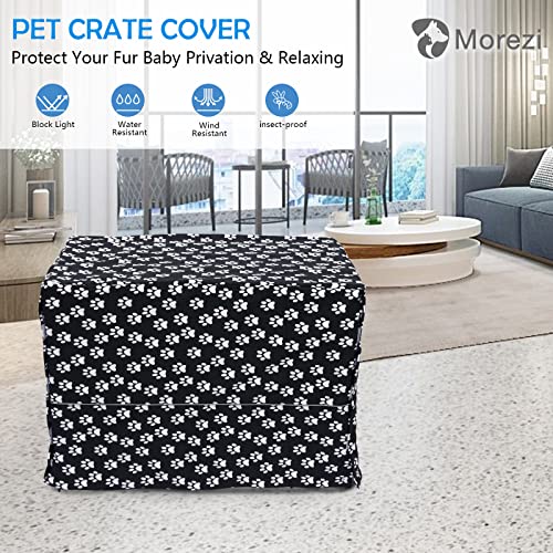 Morezi Dog Crate Cover For Wire Crates, Heavy Nylon Waterproof, Fits Most 42" Inch Dog Crates, Easy To Put On, Take Off, And Adjust - Cover Only - Black - Xlarge #TOP1