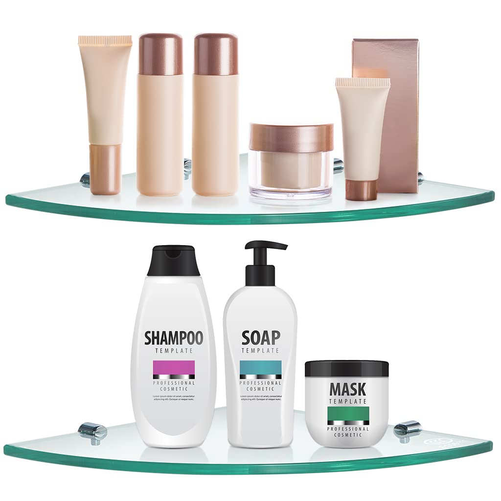 Mensole Doccia Angolari In Vetro 2 Pezzi - 24x24 Cm, Con Staffe, Per Bagno E Cucina - Foto 7