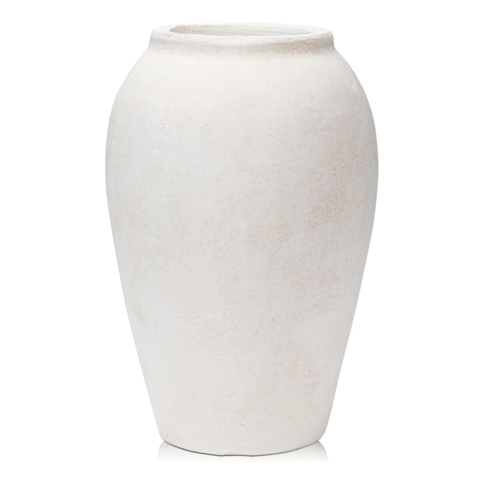Villa Como Retro Matte White Pottery Vase 9.3in Minimalist Home Decor