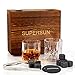 Produktbild SUPERSUN Whisky Gläser Geschenkset mit 8 Whiskey Steine, Whiskey Gläser 2er Set, 2 Untersetzer und Eiszange, Whisky Steine Geschenkset