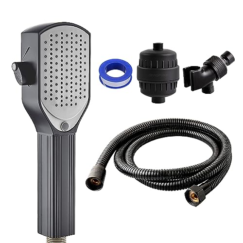 Ducha StoneStream Comb Negra con Filtro y Accesorios