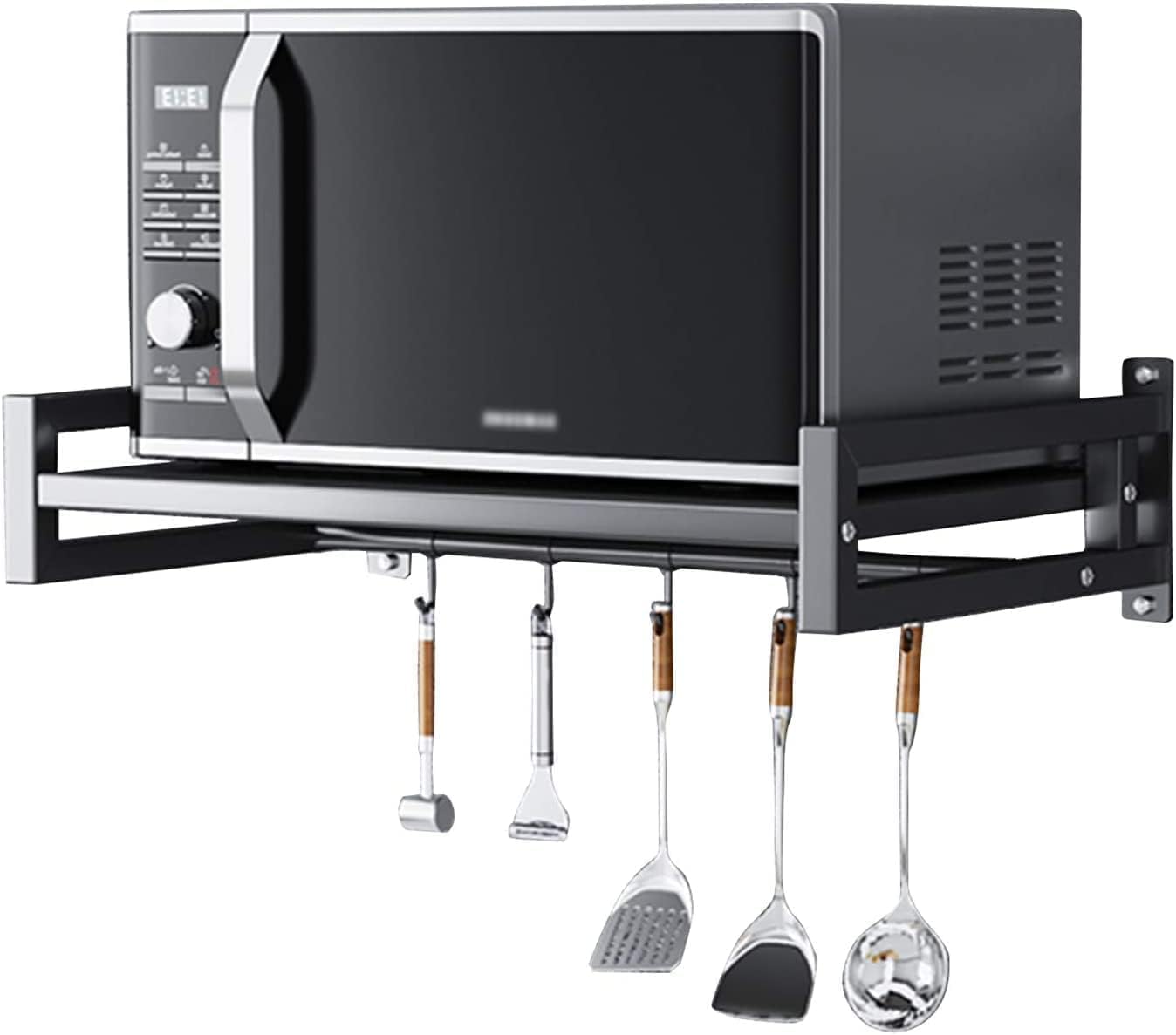 Professional | A to Z Hub Laksh CASA-Wall Mount Microwave Oven Rack - Metal Holder Storage Stand - Cooker Utensils Dish Shelf Organizer with Hooks for Home & Kitchen Appliances 2026