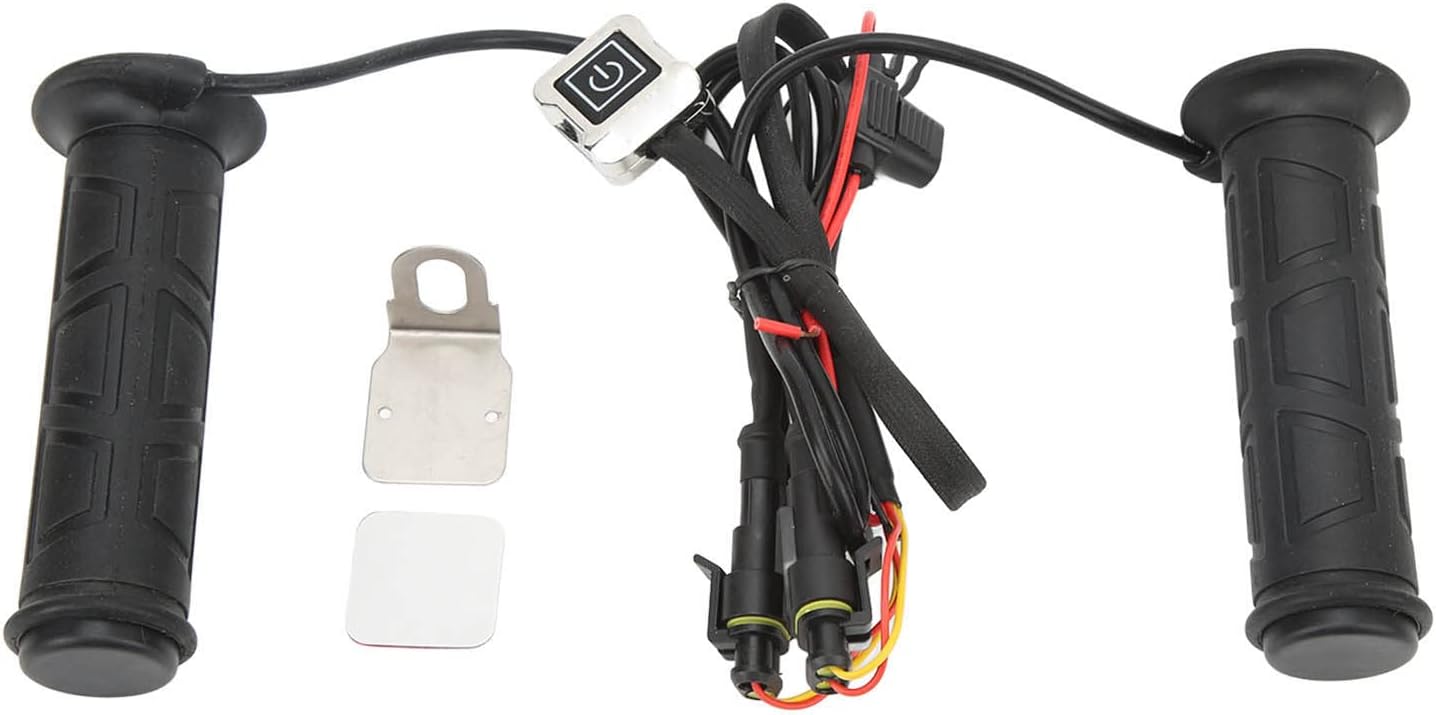 Motorcycle Heated Grips, DC12V Nitrile Rubber and Aluminum Alloy ATV Heated Grips, 22mm Pipe Diameter, Three Speed Temperature Adjustment