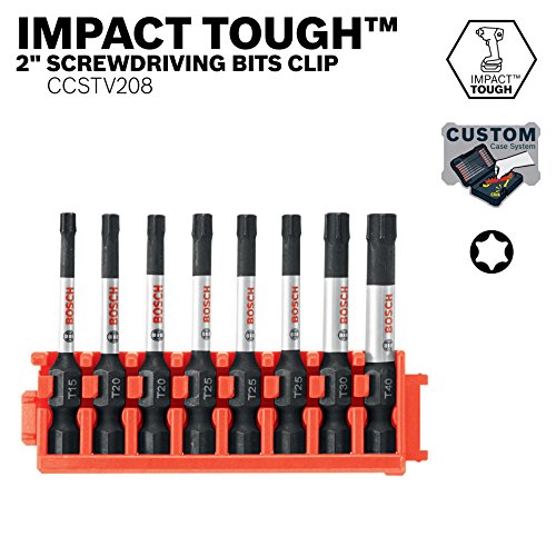 Image of BOSCH CCSTV208 8-Piece Assorted Set 2 In. Impact Tough Torx Power Bits with Clip for Custom Case System