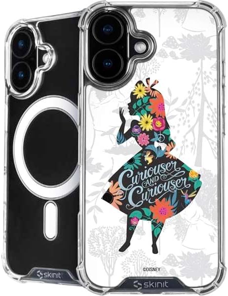 Skinit Phone Case Compatible with MagSafe iPhone 16 - Officially Licensed Disney Alice in Wonderland (Animated) Mushrooms Print Pattern Design