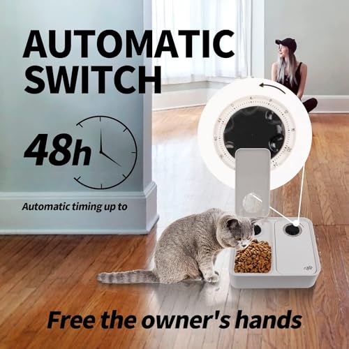 ALL FOR PAWS Automatischer Katzenfutterspender 2 Mahlzeit Hundefutterspender mit Eisbeutel, Für Trocken- und Nassfutter geeignet mit 48-Stunden-Timer, Spülmaschinenfest, (2-Mahlzeiten)