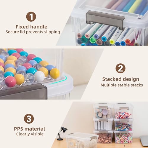 Image of 8Packs 1.3Qt Small Storage Bins with Lids,Stackable Clear