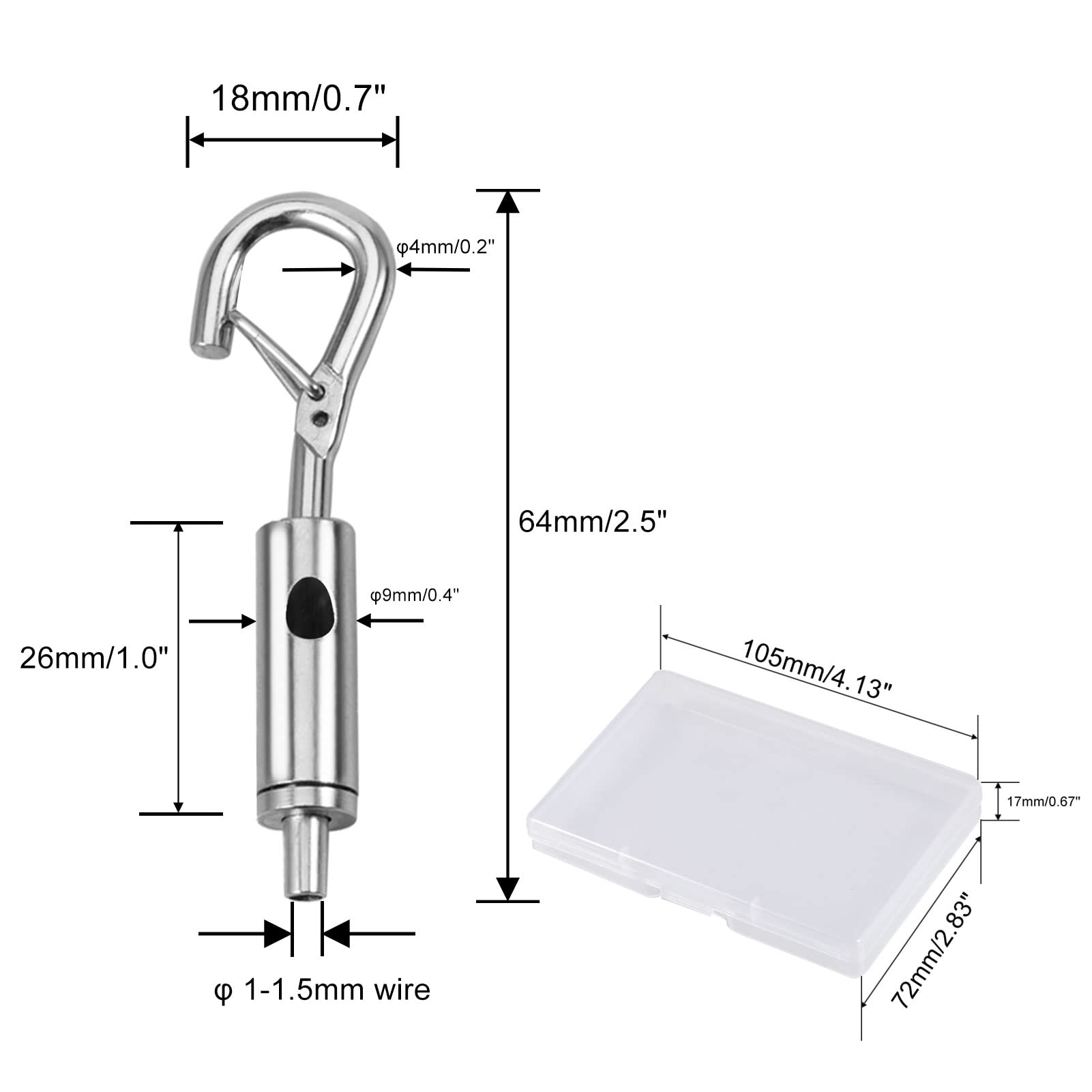 SPEEDWOX Verstelbare Draadkabelhanger – 6 Stuks Met Slot – Voor 1-1,5 Mm Staalkabel – Geschikt Voor Vogelkooien, Lampen, Billboards En Plafonds