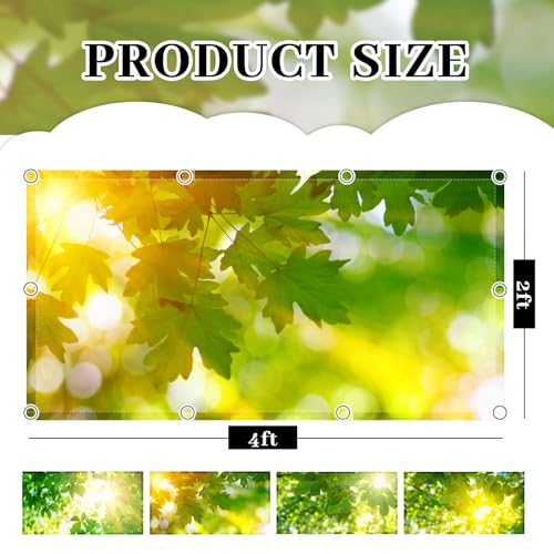 Image of ROCEEI Pack of 4 Fluorescent Light Covers for Ceiling Lights, 4 x 2 Ft, Magnetic Light Covers for Classroom Office Home School Ceiling Decor(Fresh Leaves)