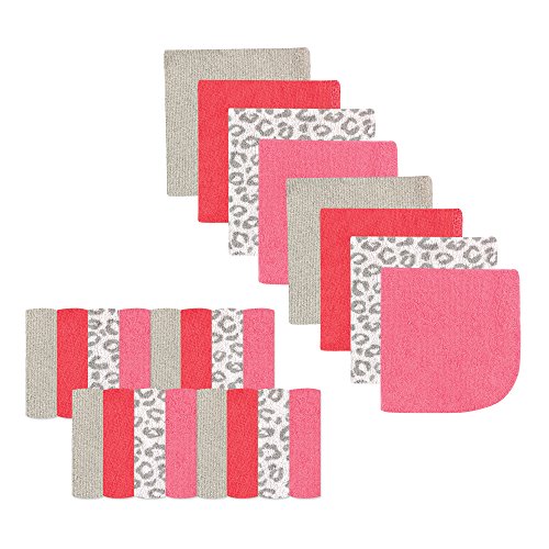 Image of Luvable Friends Unisex Baby Super Soft Bundle Washcloths, Leopard, One Size
