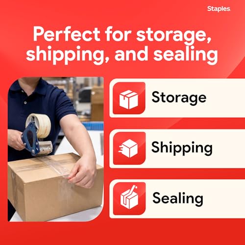Image of Staples Lightweight Moving & Storage Packing Tape, 1.88x54.6 Yds, 6-Pk | For sealing boxes for moving, storage, and everyday shipping needs.