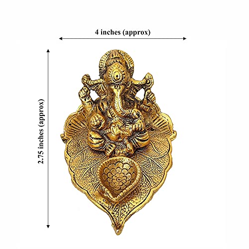 WC_Lord Ganesha idol with Diya Figurine for Home Temple mandir, Ganesh Statue for Ganesh Chaturthi - Image 3