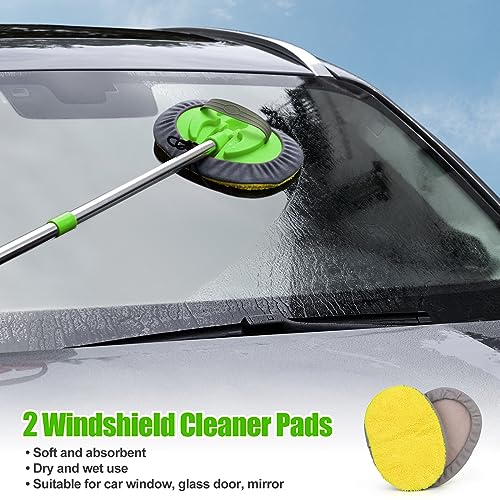 62'' Microfiber Car Wash Brush Mop Kit Sponge with Long Handle, Chenille Car Cleaning Brush Supplies Car Windshield Cleaner Pads for Car Rv SUV Truck Boat Bus Non-Scratches - Image 4