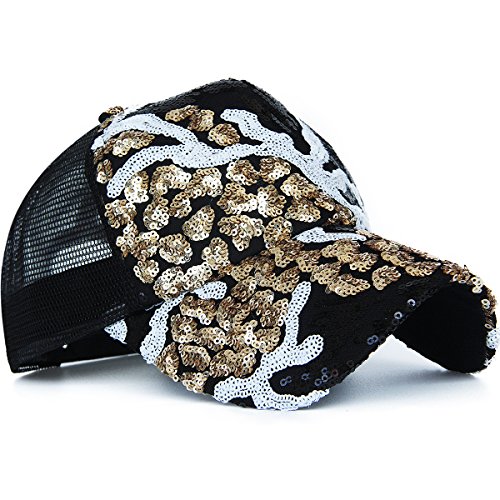 Redsharks Glitter Sequin Baseball Hats For Women Party Reversible Magic Sequined Baseball Caps For Women Hip Hop Dance Gold Black #TOP8