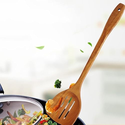 Miniatura 8 de Yardwe Espátula de madera Huevos Cocina Pancake Aletas de madera Espátula ranurada Espátula para panqueques Espátula ranurada Cuchara de arroz de