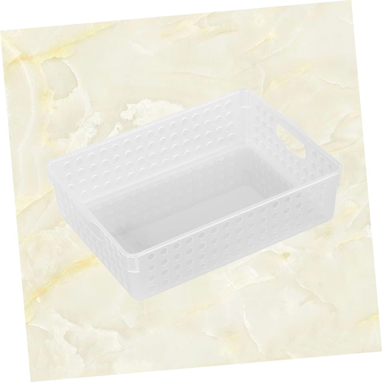 VALICLUD Plastic File Basket Small White Desktop Organizer Storage Box with Hollow Out Design for Office Home Document Filing and Gadget Holding image 4