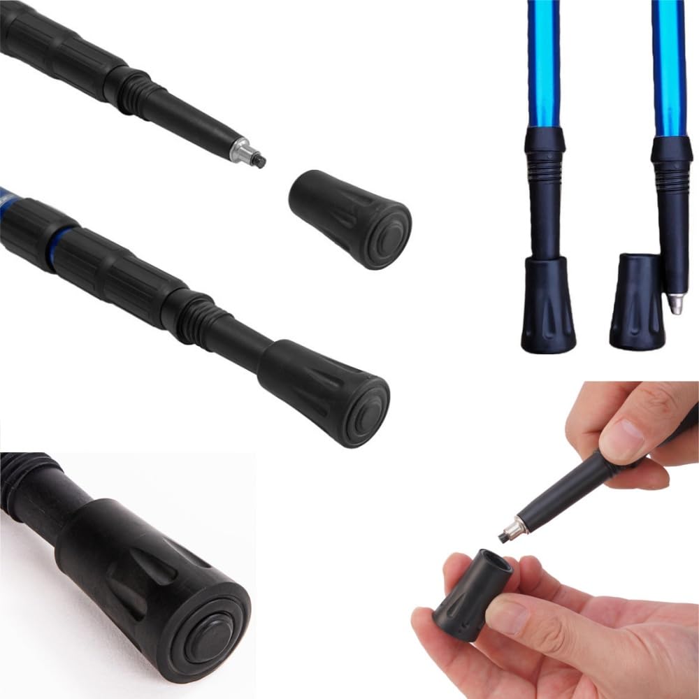 Set di 6 cuscinetti in gomma per bastoni da trekking, set professionale per bastoncini da passeggio, tampone in gomma di ricambio per trekking/urbano walking, ammortizzante, antiscivolo, per