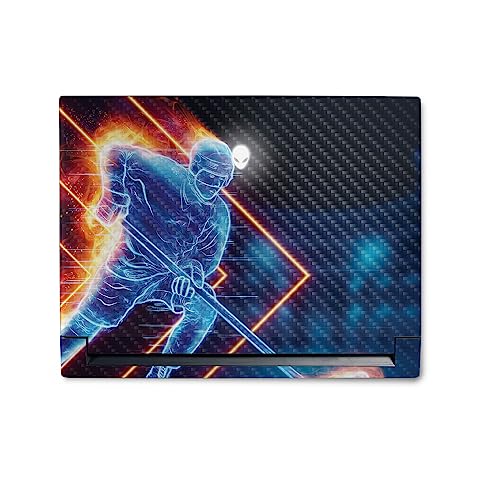 Image of MightySkins Carbon Fiber Skin Compatible with Alienware M18 R1 (2023) Full Wrap Kit - Glow Hockey | Protective, Durable Textured Carbon Fiber Finish | Easy to Apply & Change Styles | Made in The USA