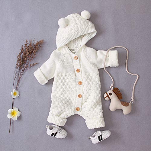 Casaco de inverno de malha infantil com capuz menino macacão para bebês roupas quentes para meninas