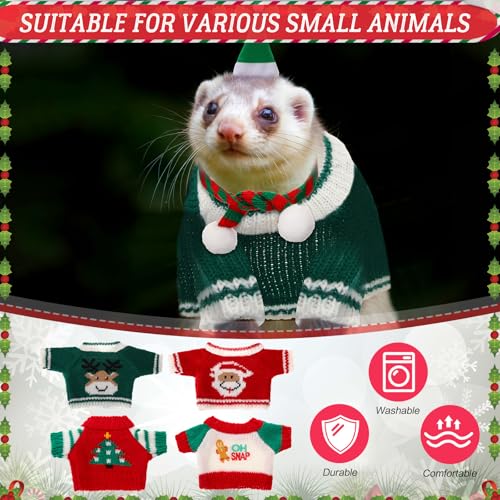 4 Pares Disfraz Navidad Para Cobaya Pequeña con Bufanda miniatura 5