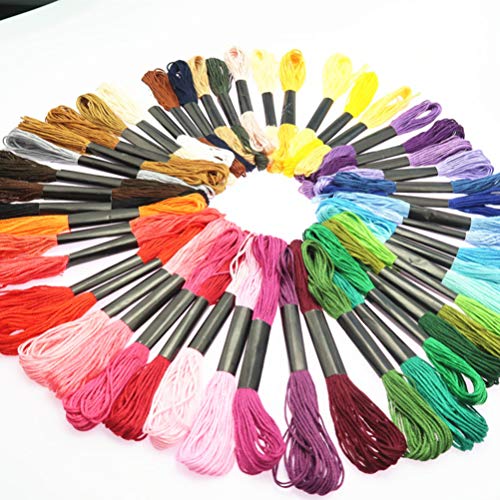 EXCEART Kit de Bordado á Mão 50 Fios de Cores Aros de Bordados de Bambu Aida Pano Ponto Cruz Bordado