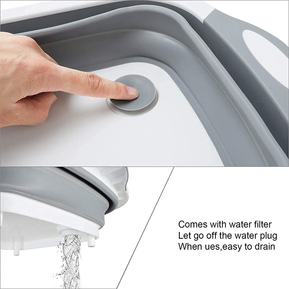 jp mfg Dish Basin Collapsible with Drain Plug Collapsible Sink Tub, Dish Wash Basin, Portable Dish Tub, Foldable Dishpan for Camping Dish Washing Tub 1