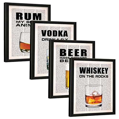 Image of Chaka Chaundh - Alcohol Quotes Frames - Bar Quotes with Frames - Beer, Whisky Quotes Wall Frames - Rum, Vodka Quotess for Poster Decor - (14 X 11 Inches) (Vintage Newspaper - Set of 4 - Bar Framed Poster)