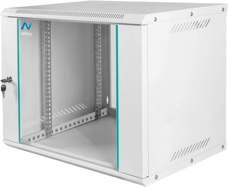 BASIC szafa Rack 19 cali 9U wisząca 60x40x46,3 cm szara | Przeszklone drzwi, stalowa konstrukcja, do elektroniki i instalacji sieciowych