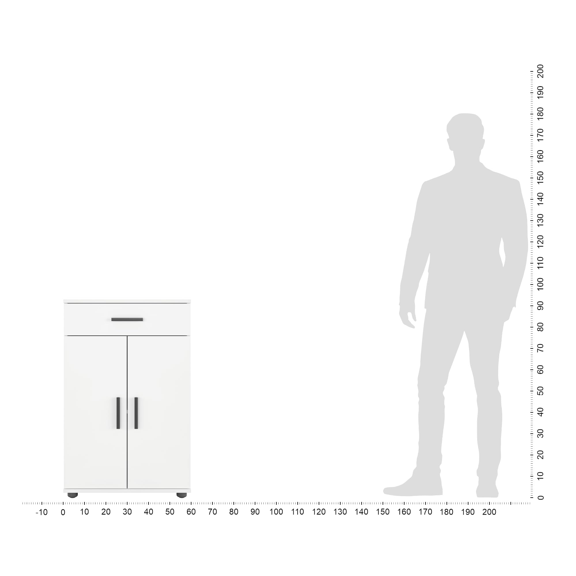 Komto Buffet Blanc – Meuble 2 Portes et 1 Tiroir pour Salon, Commode Meuble de Rangement | Porto 93 x 60 x 34 cm