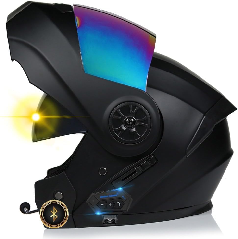 Casque de moto rabattable bluetooth avec double visière pour vélo de rue