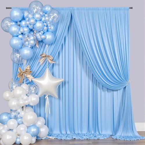 Fond photo bleu et blanc 3x3 m sans plis pour décoration mariage