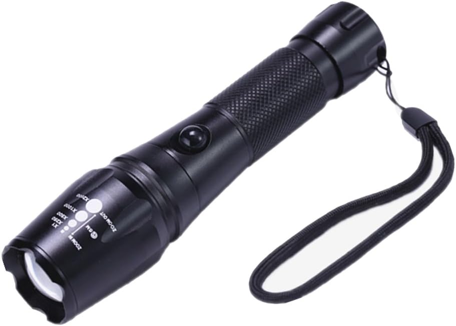 LED Tactical Flashlight,T6 High Powered Handheld Torch with Rechargeable 18650 Lithium Ion Battery and Charger , 5 Modes Zoomable Adjustable Focus For Hiking, Camping, Emergency
