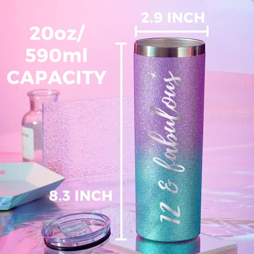 Onebttl Birthday Gifts For 12 Year Old Girl -12 & Fabulous - Tween Girl Gifts, Unique Design 20Oz Blue & Purple Skinny Tumbler, Novelty 12Th Birthday Gifts For Girls, Card And Package Included #TOP5