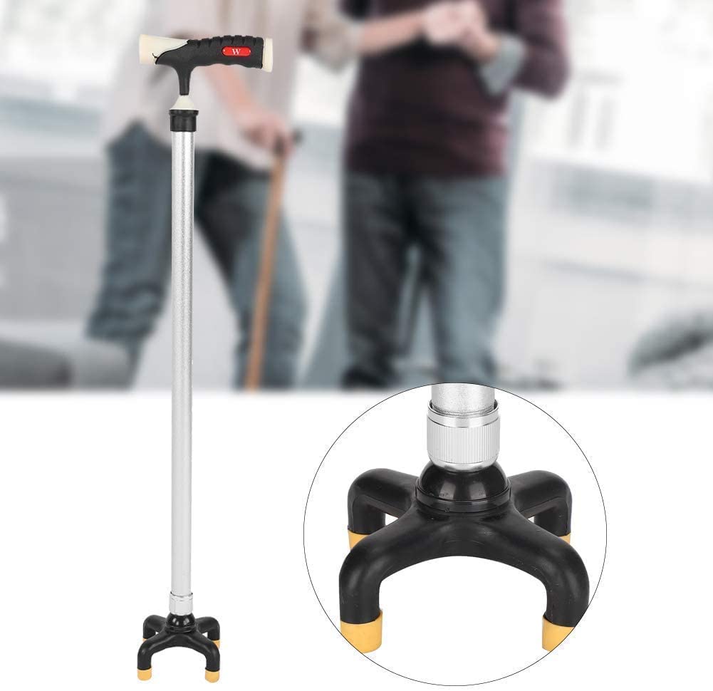 Bastón para Caminar para Personas Mayores, Ligero, Extensible, Ajustable y antialtura, de aleación de Aluminio, con muletas de Cuatro Patas.